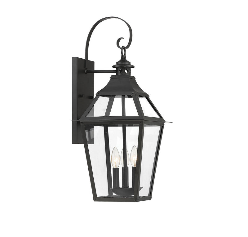 Savoy House 5-722-153 Three Light Outdoor Wall Sconce, Black with Gold Highlights