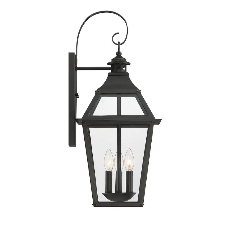 Savoy House 5-722-153 Three Light Outdoor Wall Sconce, Black with Gold Highlights