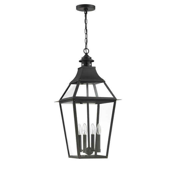 Savoy House 5-723-153 Four Light Outdoor Pendant, Black with Gold Highlights