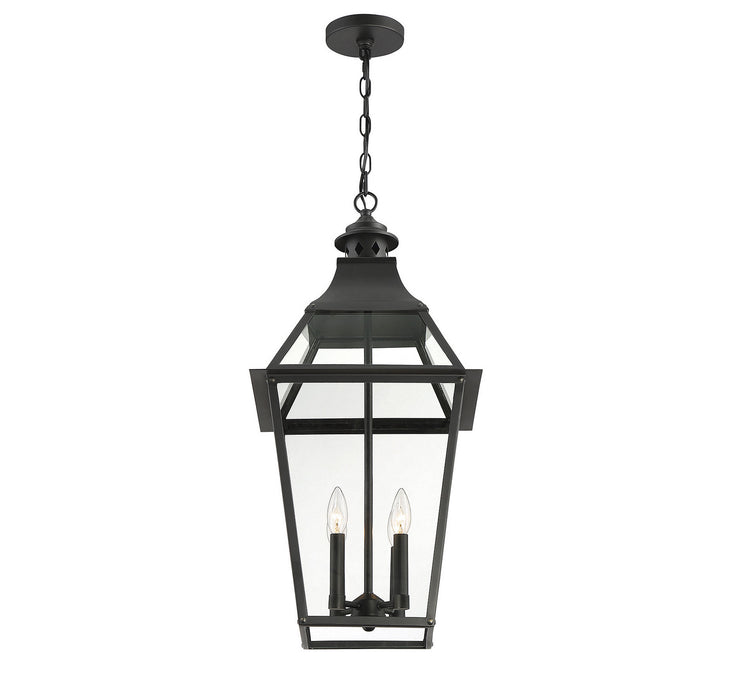 Savoy House 5-723-153 Four Light Outdoor Pendant, Black with Gold Highlights