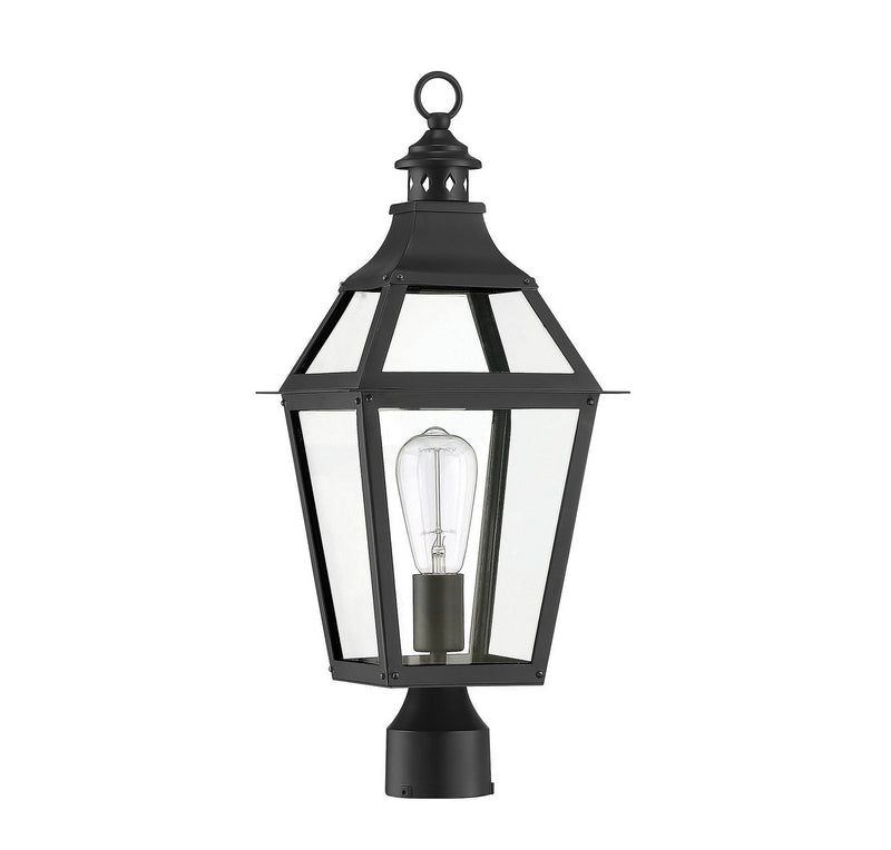 Savoy House 5-724-153 One Light Post Lantern, Black with Gold Highlights