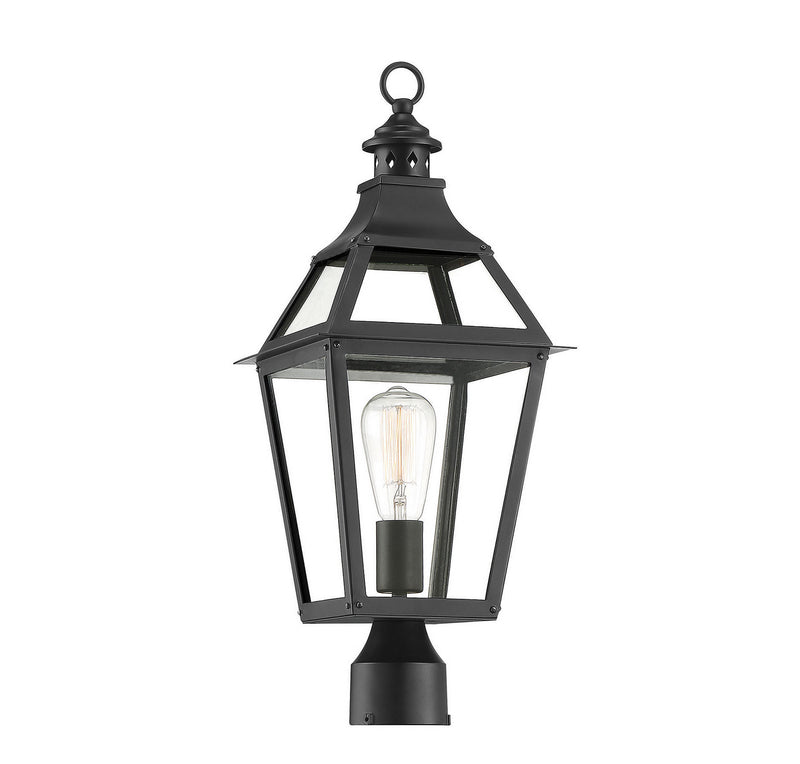 Savoy House 5-724-153 One Light Post Lantern, Black with Gold Highlights