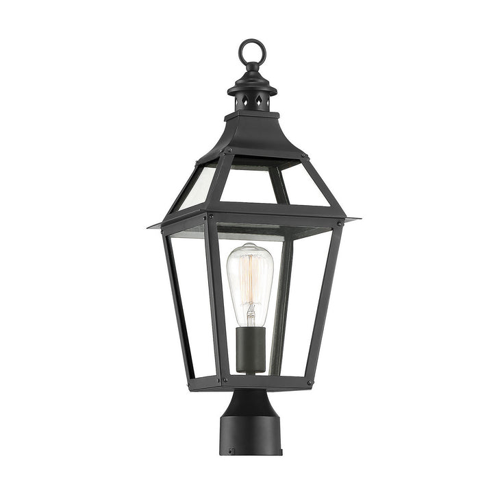Savoy House 5-724-153 One Light Post Lantern, Black with Gold Highlights