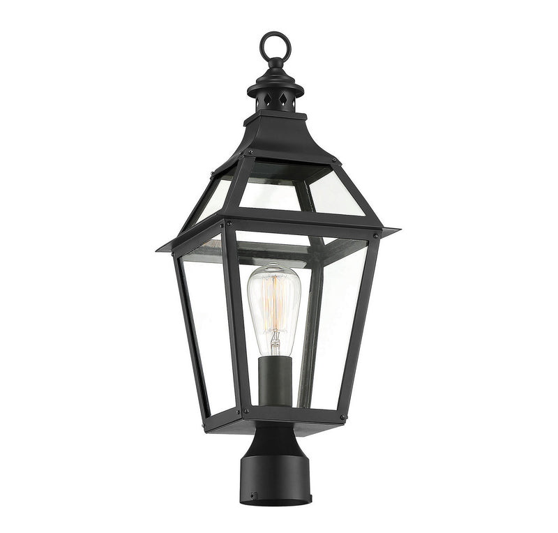 Savoy House 5-724-153 One Light Post Lantern, Black with Gold Highlights