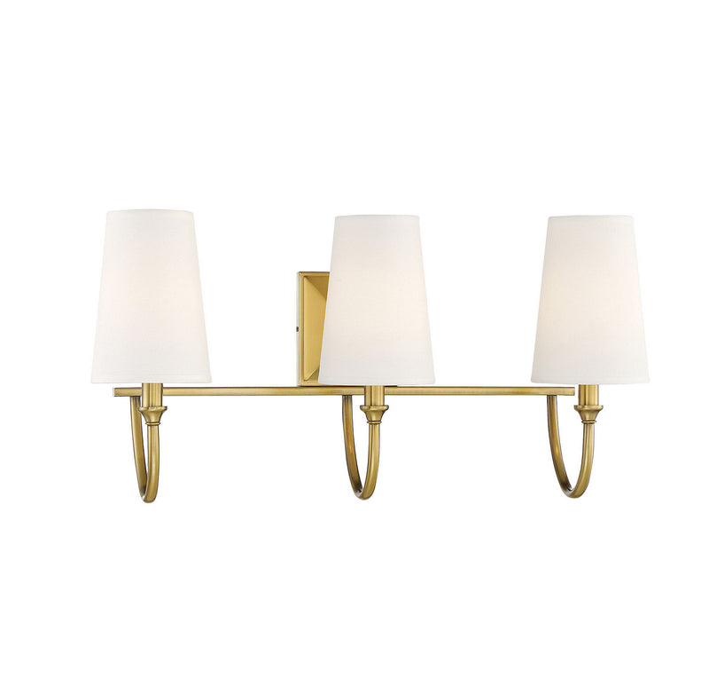 Savoy House 8-2542-3-322 Three Light Bath Bar, Warm Brass
