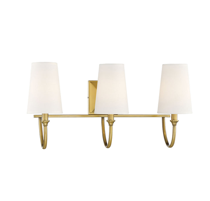 Savoy House 8-2542-3-322 Three Light Bath Bar, Warm Brass
