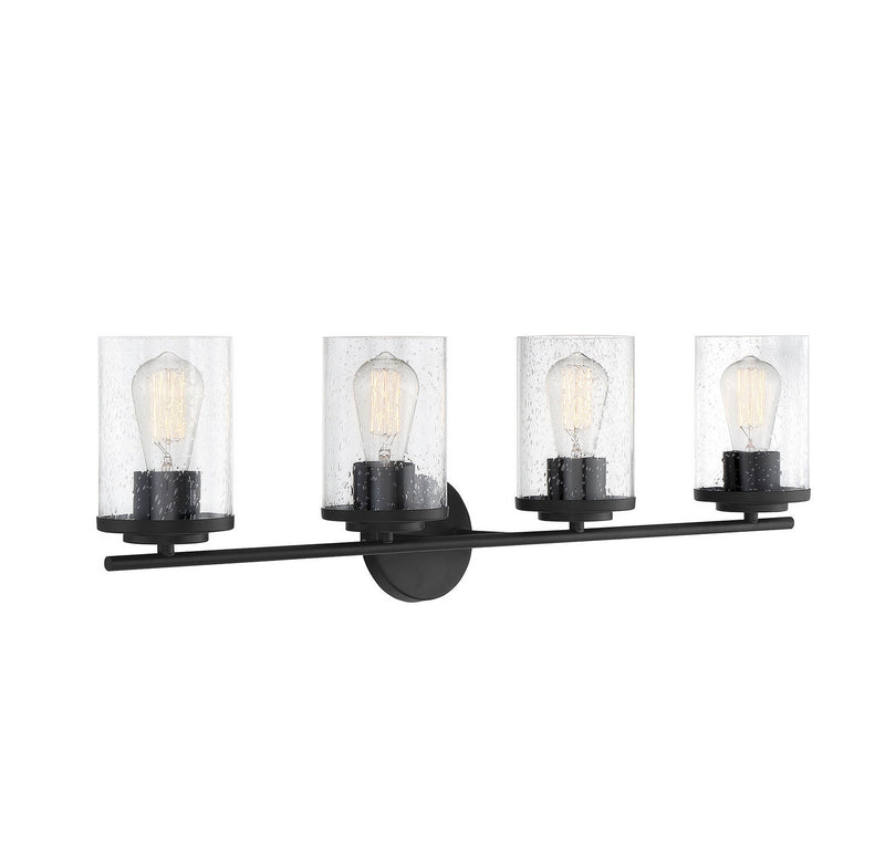 Savoy House 8-8020-4-BK Four Light Bath Bar, Matte Black