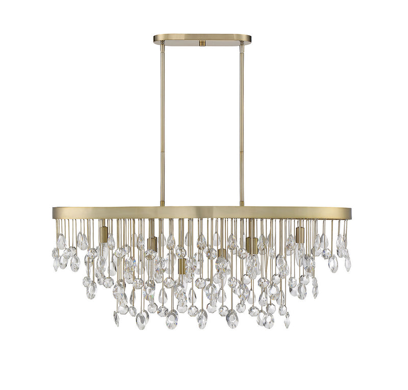 Savoy House 1-1847-8-127 Eight Light Linear Chandelier, Noble Brass