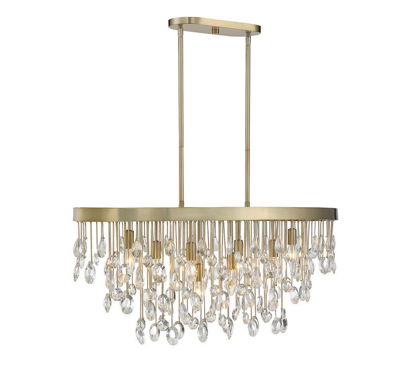 Savoy House 1-1847-8-127 Eight Light Linear Chandelier, Noble Brass