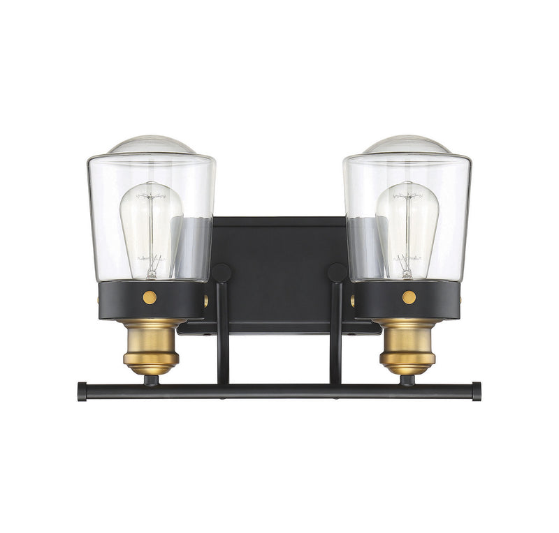 Savoy House 8-2069-2-51 Two Light Bath Bar, Vintage Black with Warm Brass