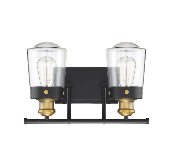 Savoy House 8-2069-2-51 Two Light Bath Bar, Vintage Black with Warm Brass