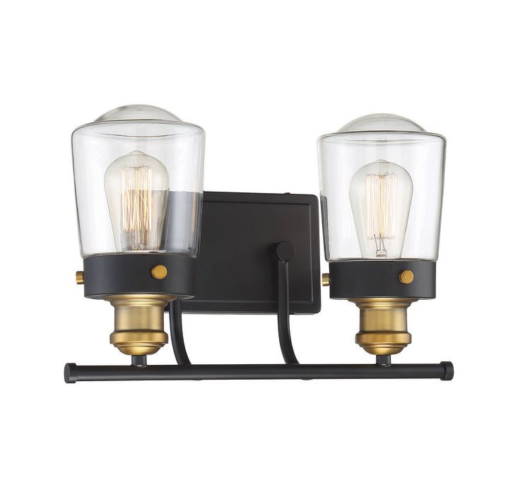 Savoy House 8-2069-2-51 Two Light Bath Bar, Vintage Black with Warm Brass