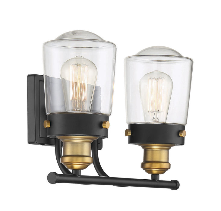 Savoy House 8-2069-2-51 Two Light Bath Bar, Vintage Black with Warm Brass