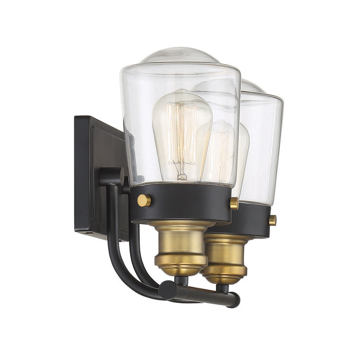 Savoy House 8-2069-2-51 Two Light Bath Bar, Vintage Black with Warm Brass