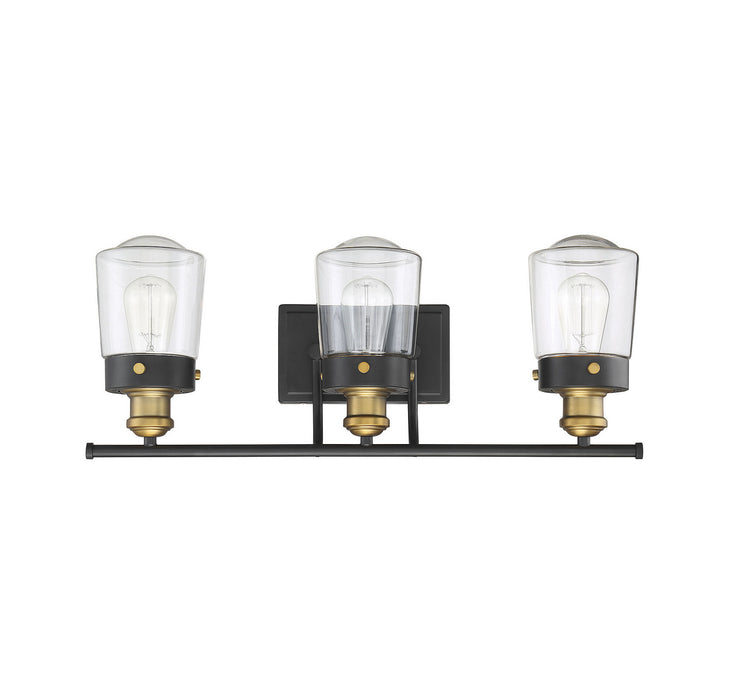 Savoy House 8-2069-3-51 Three Light Bath Bar, Vintage Black with Warm Brass