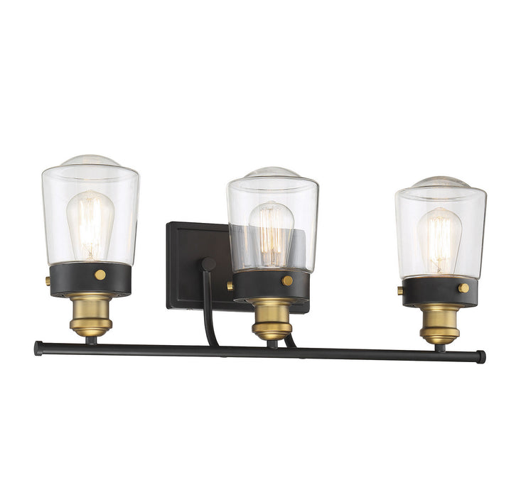 Savoy House 8-2069-3-51 Three Light Bath Bar, Vintage Black with Warm Brass