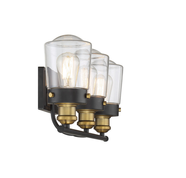 Savoy House 8-2069-3-51 Three Light Bath Bar, Vintage Black with Warm Brass