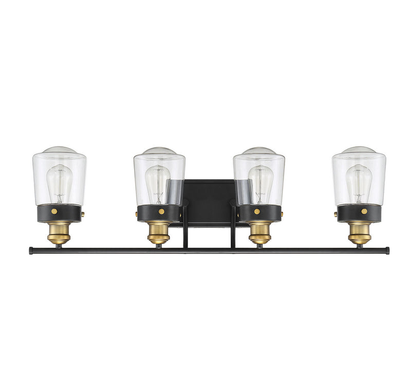 Savoy House 8-2069-4-51 Four Light Bath Bar, Vintage Black with Warm Brass