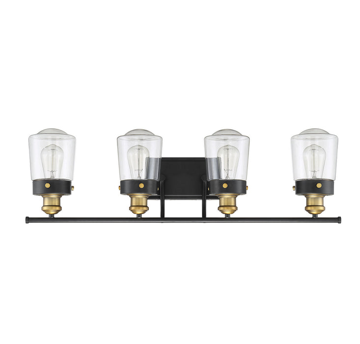 Savoy House 8-2069-4-51 Four Light Bath Bar, Vintage Black with Warm Brass