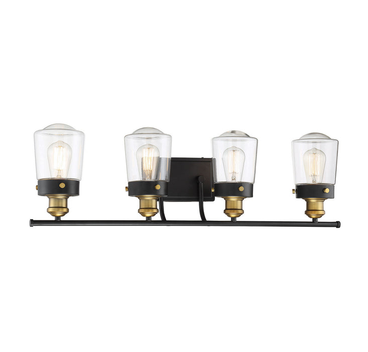 Savoy House 8-2069-4-51 Four Light Bath Bar, Vintage Black with Warm Brass
