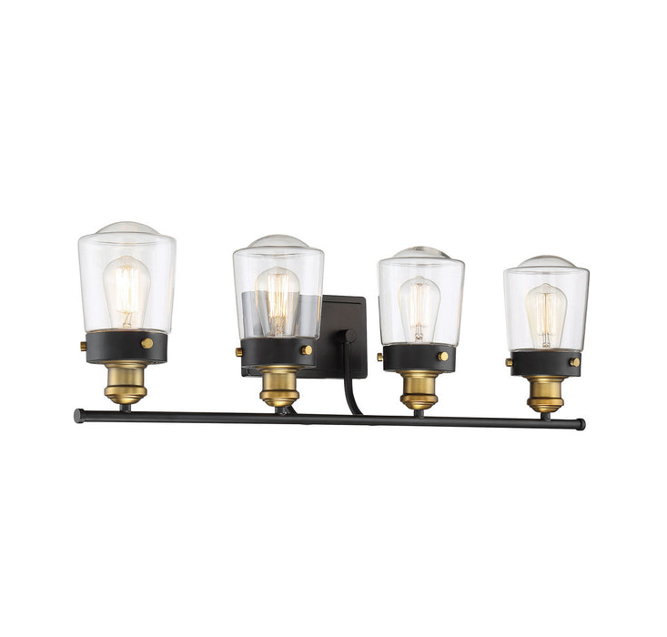 Savoy House 8-2069-4-51 Four Light Bath Bar, Vintage Black with Warm Brass