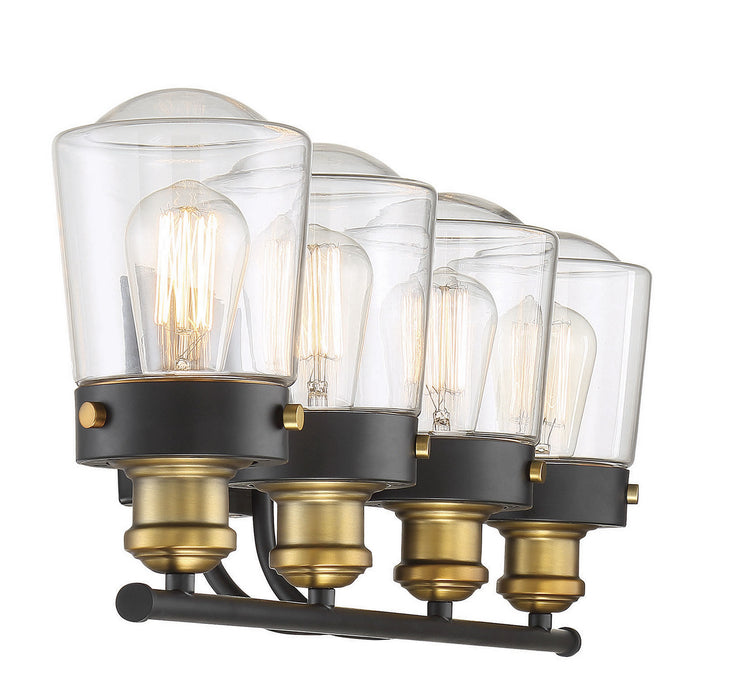 Savoy House 8-2069-4-51 Four Light Bath Bar, Vintage Black with Warm Brass