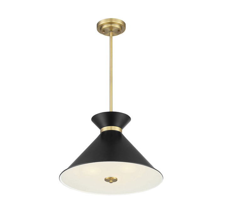 Savoy House 7-2416-3-143 Three Light Pendant, Black with Warm Brass