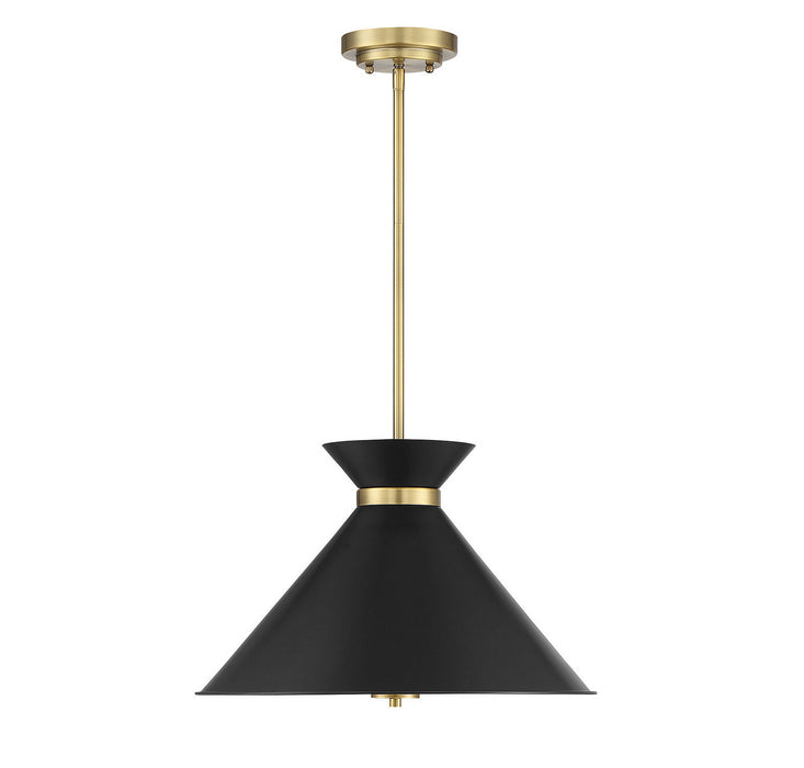Savoy House 7-2416-3-143 Three Light Pendant, Black with Warm Brass