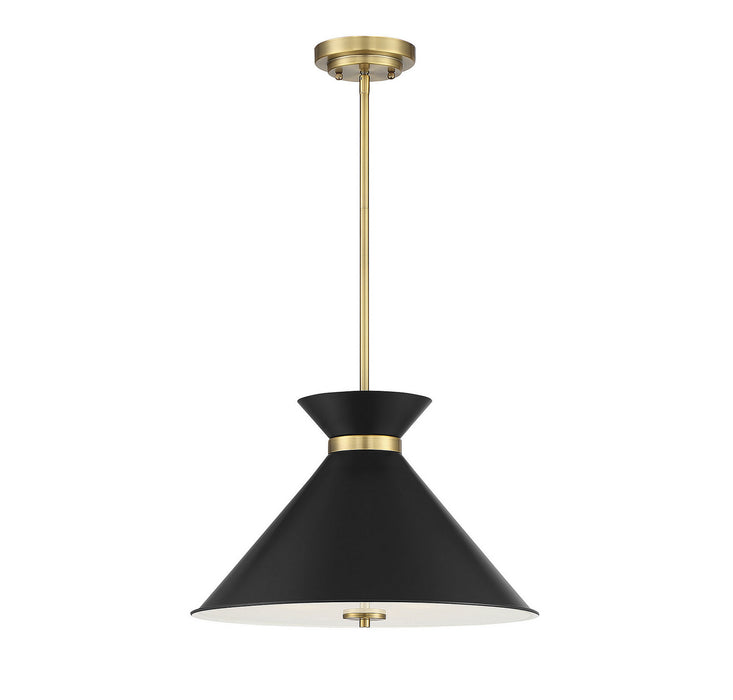Savoy House 7-2416-3-143 Three Light Pendant, Black with Warm Brass