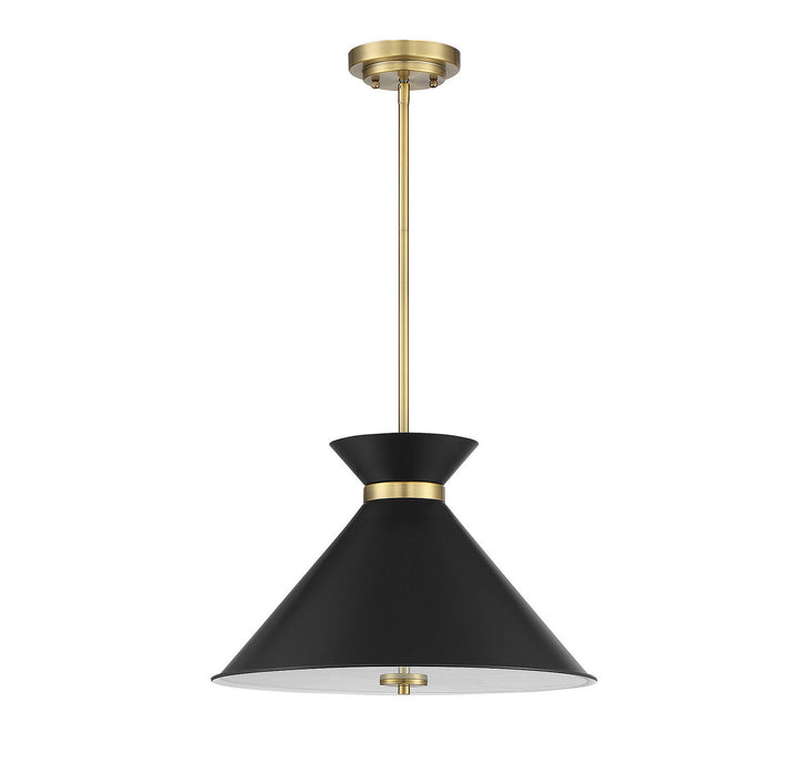 Savoy House 7-2416-3-143 Three Light Pendant, Black with Warm Brass