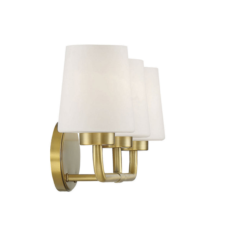 Savoy House 8-4090-3-322 Three Light Bath Bar, Warm Brass