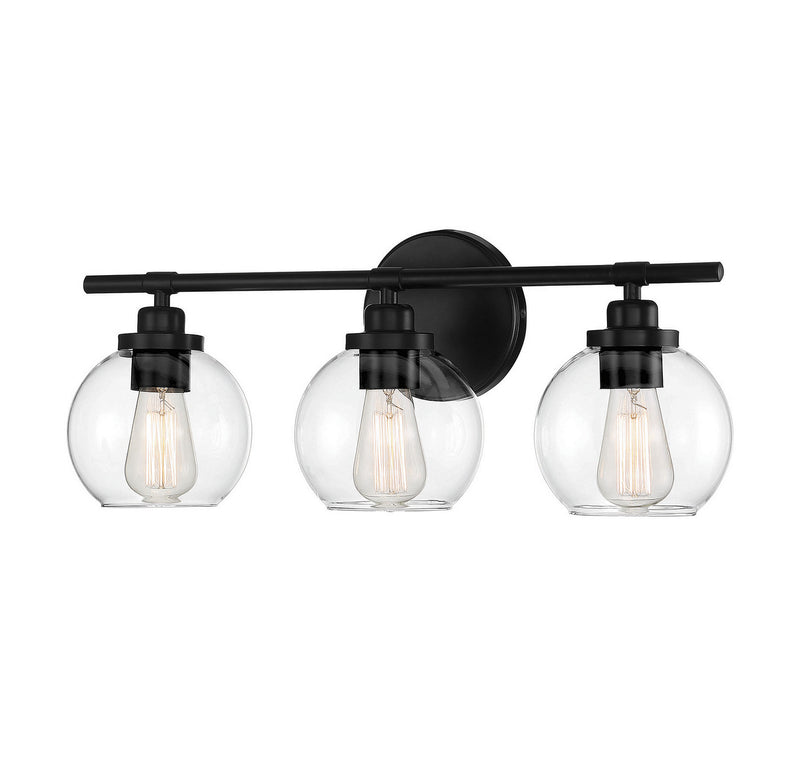 Savoy House 8-4050-3-BK Three Light Bath Bar, Matte Black