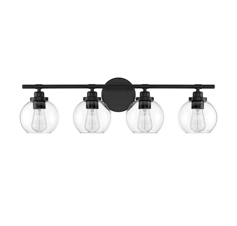 Savoy House 8-4050-4-BK Four Light Bath Bar, Matte Black