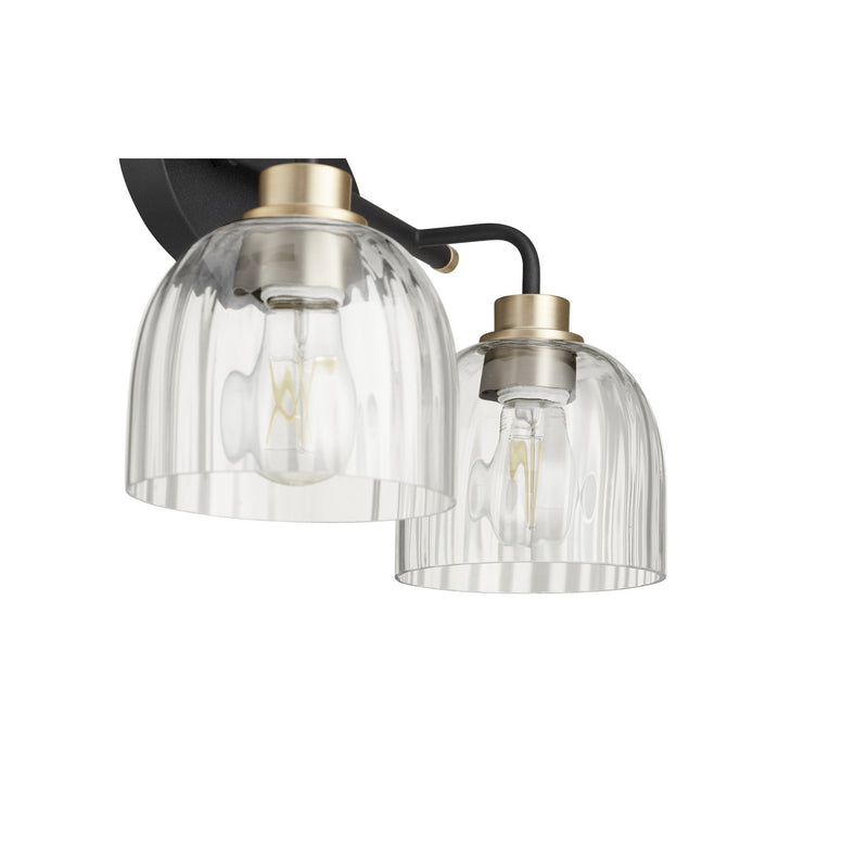 Quorum 507-2-6980 Two Light Vanity, Textured Black w/ Aged Brass