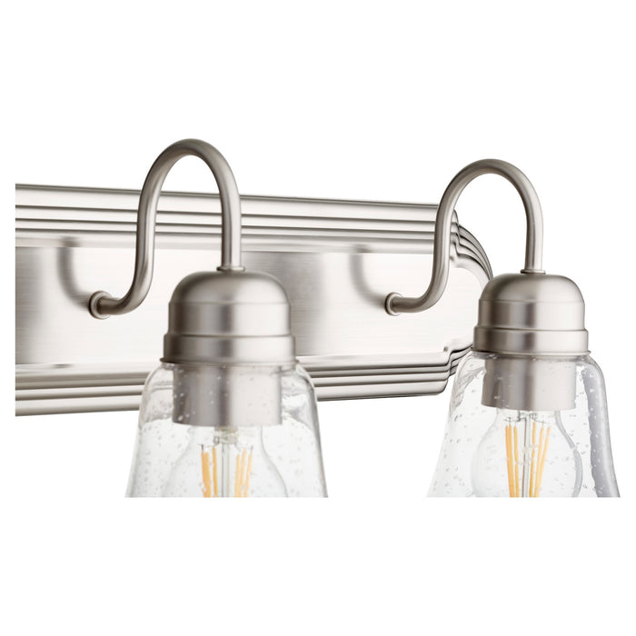 Quorum 5094-6-265 Six Light Vanity, Satin Nickel w/ Clear/Seeded