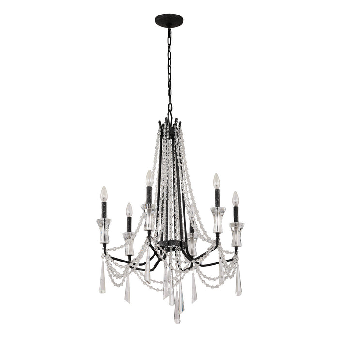 Varaluz 270C06OX Six Light Chandelier, Onyx