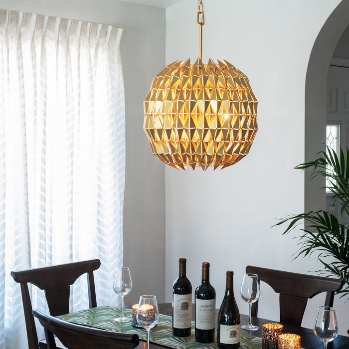 Varaluz 342P03FG Three Light Pendant, French Gold