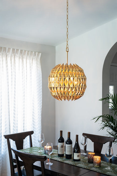 Varaluz 342P03FG Three Light Pendant, French Gold