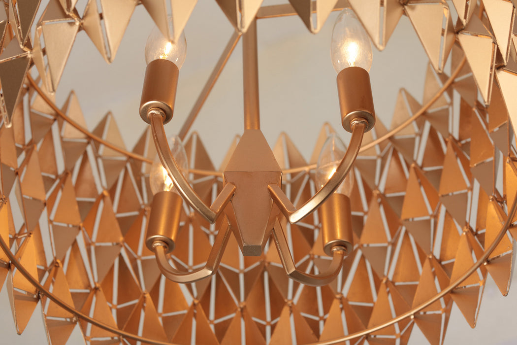 Varaluz 342P04FG Four Light Pendant, French Gold