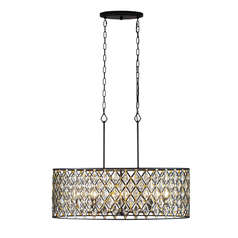 Varaluz 345N08CBHG Eight Light Pendant, Carbon/Havana Gold