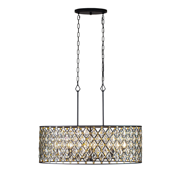 Varaluz 345N08CBHG Eight Light Pendant, Carbon/Havana Gold