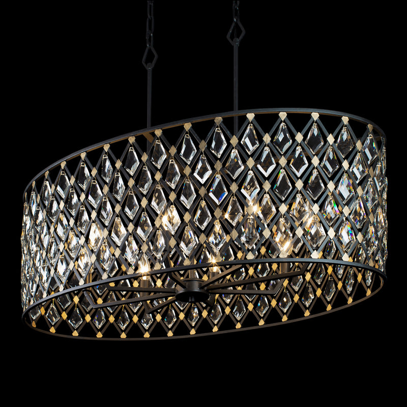 Varaluz 345N08CBHG Eight Light Pendant, Carbon/Havana Gold