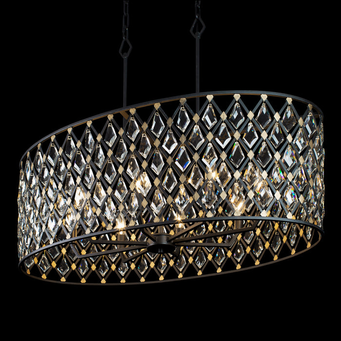 Varaluz 345N08CBHG Eight Light Pendant, Carbon/Havana Gold
