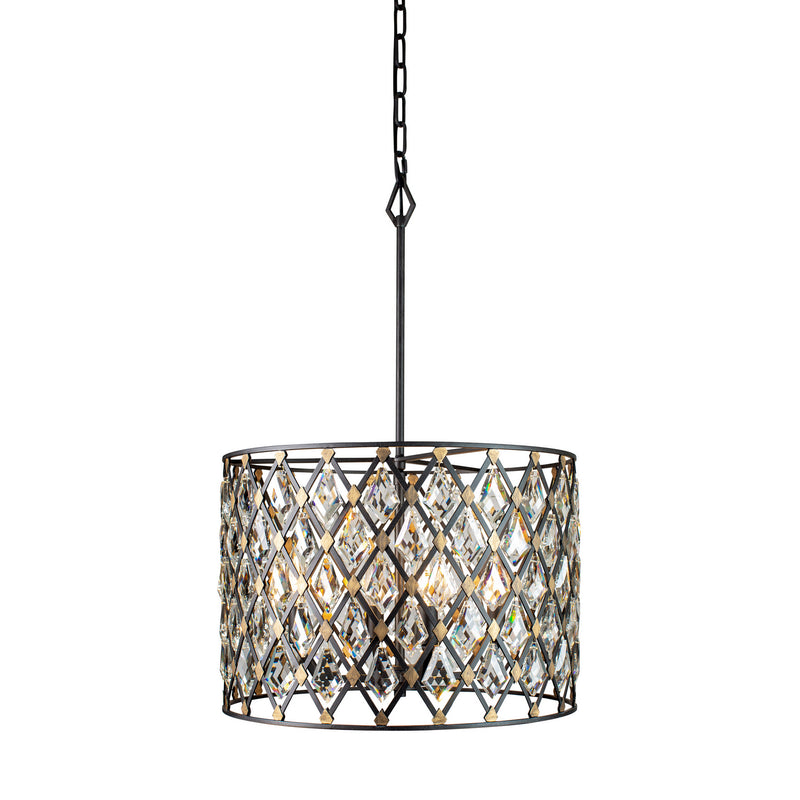 Varaluz 345P04CBHG Four Light Pendant, Carbon/Havana Gold