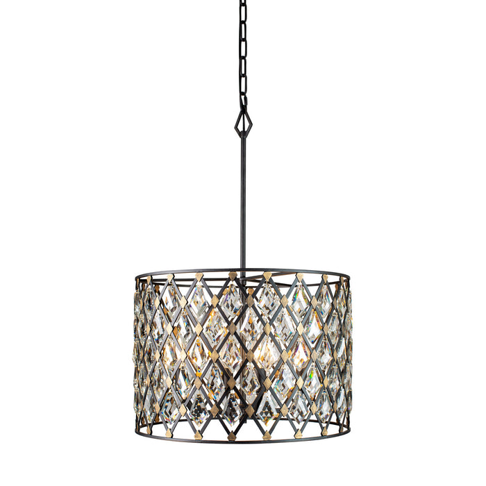 Varaluz 345P04CBHG Four Light Pendant, Carbon/Havana Gold