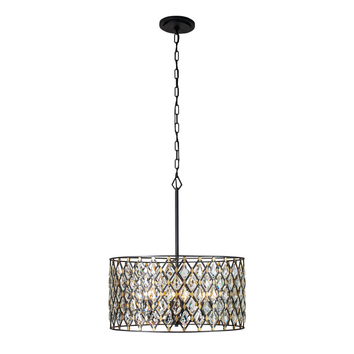 Varaluz 345P06CBHG Six Light Pendant, Carbon/Havana Gold