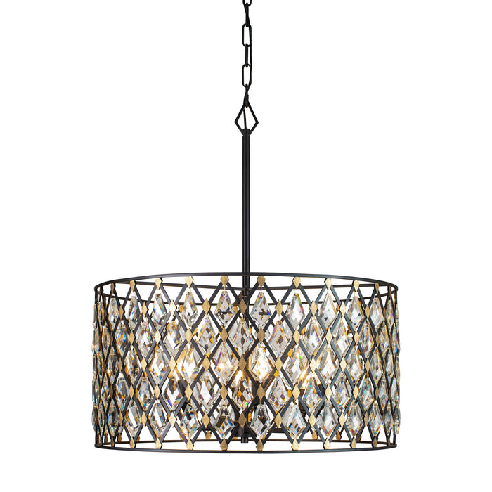 Varaluz 345P06CBHG Six Light Pendant, Carbon/Havana Gold