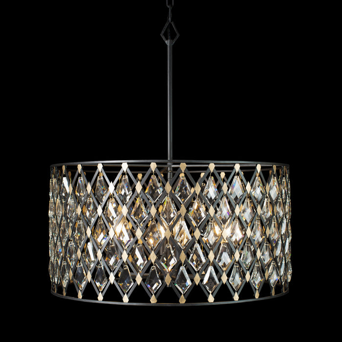 Varaluz 345P06CBHG Six Light Pendant, Carbon/Havana Gold