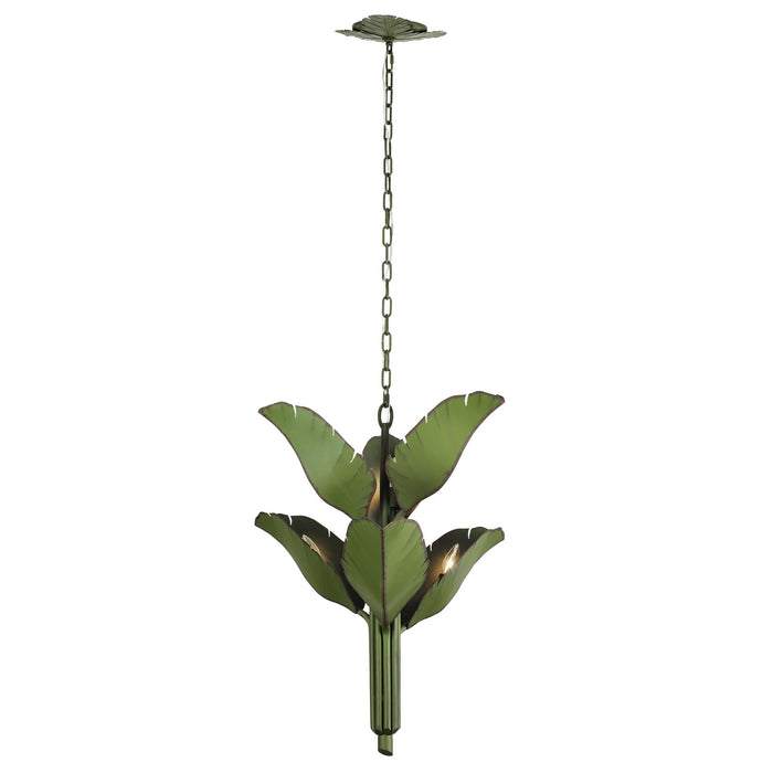 Varaluz 901C06 Six Light Chandelier, Banana Leaf