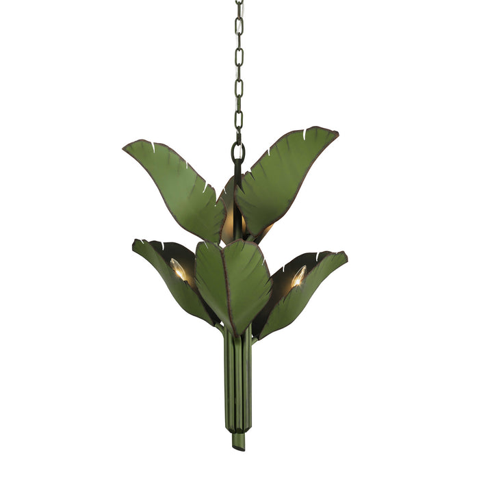Varaluz 901C06 Six Light Chandelier, Banana Leaf